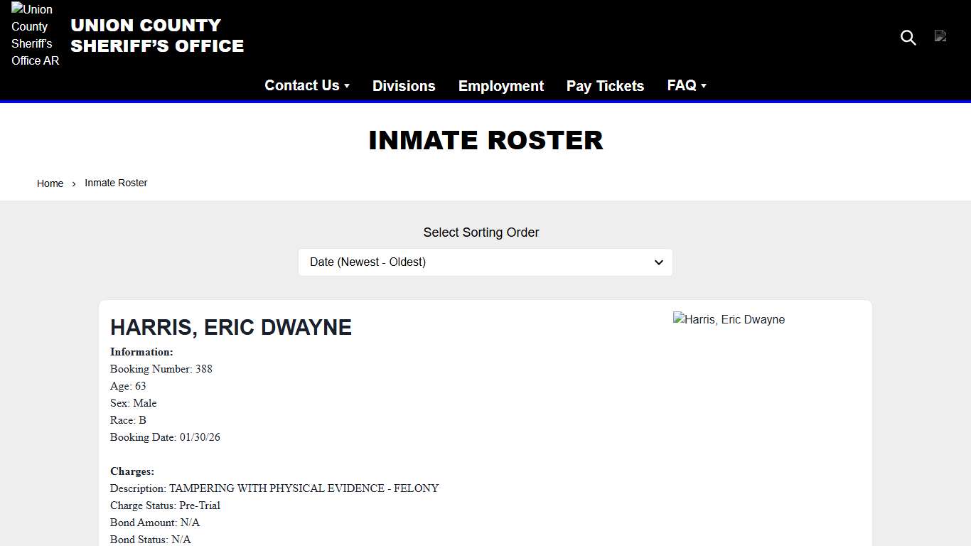 Inmate Roster Union County Sheriff’s Office AR